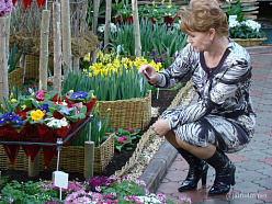 Широбокова фотографирует цветы 