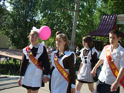 Повзрослевшие школьницы с шарами в руках