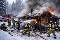 В Удмуртии загорелась баня с 8 посетителями внутри