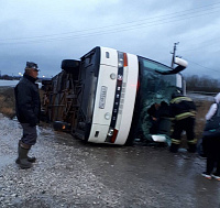 В перевернувшемся в Удмуртии экскурсионном автобусе находилось 39 пассажиров